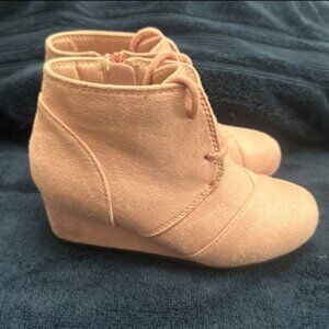 Girls Low Wedge Heels Booties Fashion Boots Party Dress Ankle Bootie 11 PINK NEW